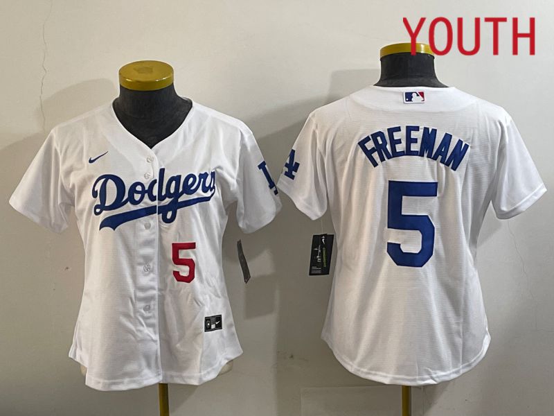 Youth Los Angeles Dodgers 5 Freeman White Game 2024 Nike MLB Jersey style 11202